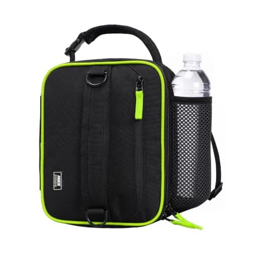 MIER Expandable Lunch Bag Insulated Lunch Box for Men Boys Teens to Work School Travel, Multiple Pockets Portable Lunchbox Bags with Shoulder Strap (Black/Green