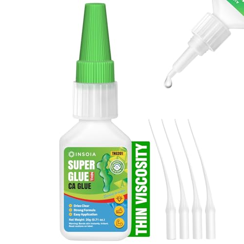Thin CA Glue 20g Premium Cyanoacrylate Super Glue Fast Drying 2 CPS Viscosity Adhesive for Woodturning Pen Making Hobby Fossil Prep Inlays Hardening Stabilizing&More