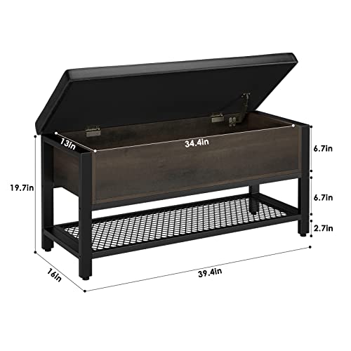 HOSTACK-Storage-Bench-Entryway-Shoe-Bench-with-Flip-Open-Storage-Box-End-of-Bed-Ottoman-Bench-with-Storage-Shelf-and-Padded-Seat-for-Bedroom-Hallway-Dark-Brown HOSTACK Storage Bench Entryway Shoe Bench with Flip Open Storage Box End of Bed Ottoman Bench with Storage Shelf and Padded Seat for Bedroom Hallway Dark Brown