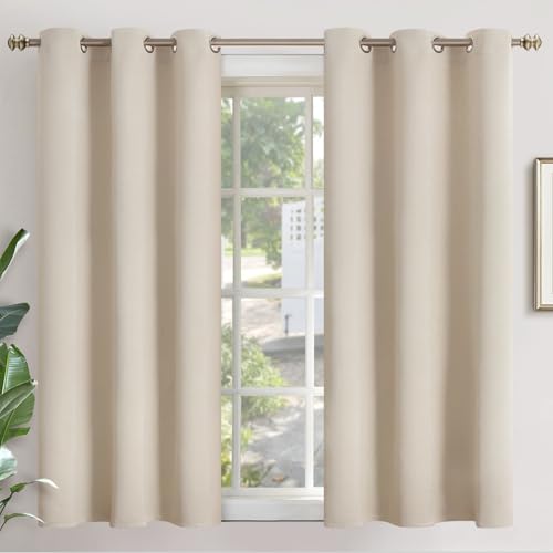 Image of YoungsTex Blackout Curtains for Bedroom 54 Inches Length - Grommmet Room Darkening Thermal Insulated Window Drapes for Basement Kids Living Room, Champagne, 2 Panels, 42 x 54 Inch
