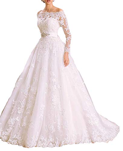Robe de mariée rétro en dentelle et manches longues pour un mariage vintage élégant