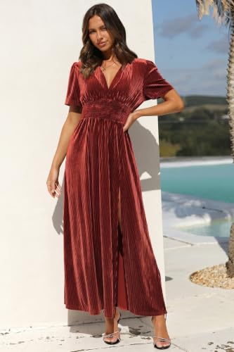 Image of Maxigerui Women's Velvet Maxi Dress Formal Dresses for Wedding Guest Dress