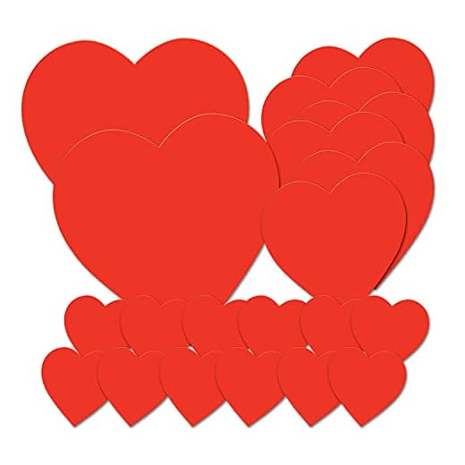 Printed Cardstock Paper Heart Cut Outs 20 Piece Valentine's Day Decorations, 4", 8.5", 12"