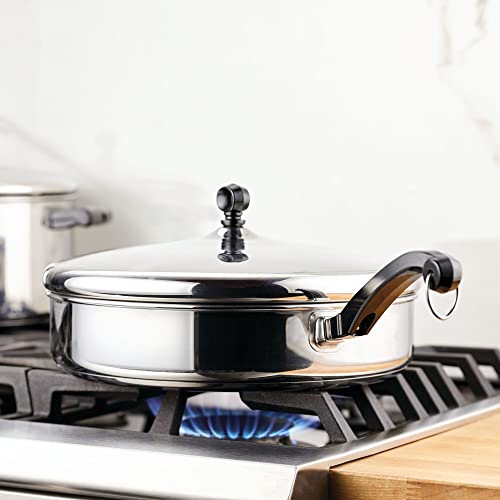 Image of Farberware Classic Saute Pan / Frying Pan / Fry Pan with Lid and Helper Handle - 4.5 Quart, Silver, 50012