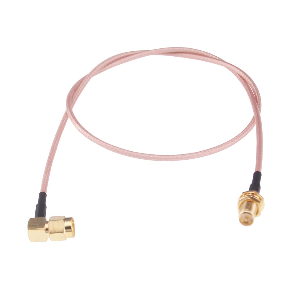 RFaha 2pcs RF Coaxial Coax Assembly RP-SMA Male Right Angle to RPSMA Female 50cm 20in Wifi Antenna Extension Cable(F125-2) - Image 2