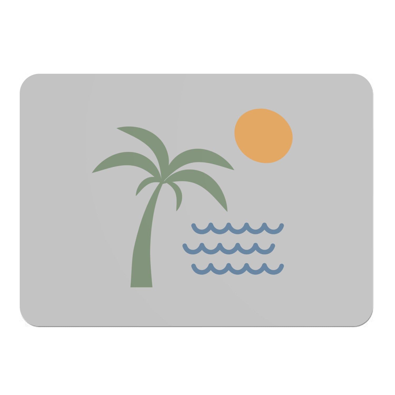 Napperons gris de table en liège avec motif plage tropicale et soleil exotique