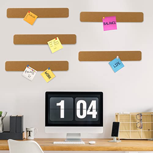 Felt Bulletin Board Cord Board For Walls Self Adhesive Pin Board Bulletin Bar Strip For Office And Classroom, Felt Board Corkboard With 35 Push Pins, 5 Pack #TOP4