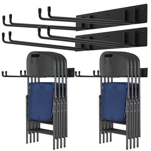 Neiteli Folding Chair Rack,Metal Folding Chair Storage Rack - 2-Pack,Heavy Duty Design,Garage Organization & Foldable Chair Hanger