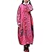 LUZU JUNU Women's Trench Coat Floral Print Long Cotton Linen Jacke Cottagecore Clothing Patchwork Outwear Bohemian unique(US, Alpha, XX-Large, Regular, Regular, Rose)
