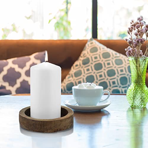 Image of Stonebriar 3 Pack Tall 3 x 6 Inch 65 Hour Long Burning Unscented White Wax Pillar Candles