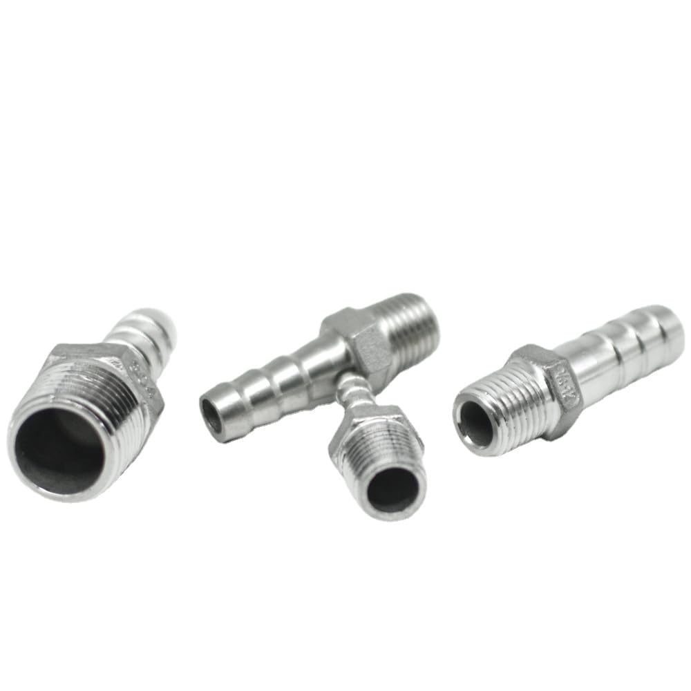 Raccord pour tuyau d'arrosage， 1/8" 1/4" 3/8" 1/2" 3/4" 1" 2" NPT Male 6 8 10 12 13 14 15 16 19 20-52mm Hose Barb 304 Stainless Steel Pipe Fitting Connector(1L2 NPT 25MM-STRAIGHT MALE)