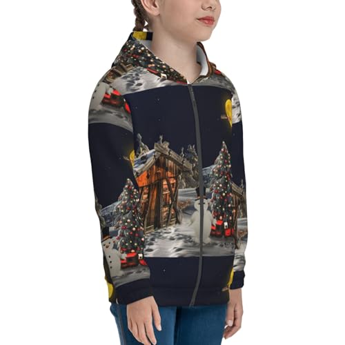 Christmas Landscape Winter Mood Kids Pullover Hoodies Boys Zip Up Sweatshirts Girls Athletic Clothes with Pocket4