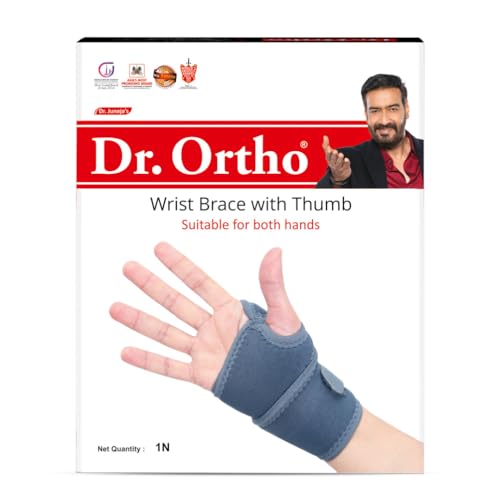 Image of Dr.Ortho Wrist Brace With Thumb,Wrist Hand Brace For Men & Women, Wrist Support | Support for Pain Relief & Stabilization | Lightweight Wrist Support for Arthritis, Sprains Pack Of 1 (Grey)
