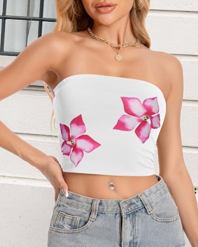 Image of Summer Tube Tops Basic Crop Tops for Women Strapless Tank Bandeau Shirts