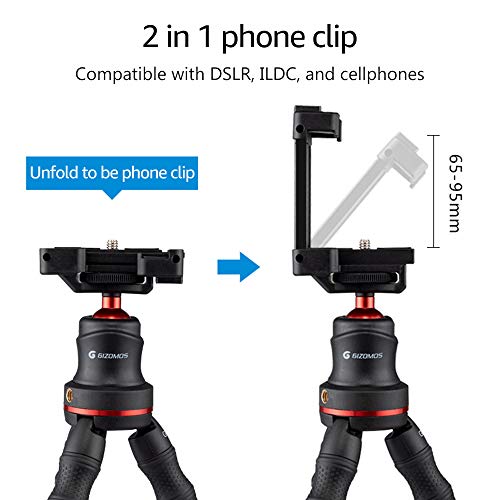 Moniss Suporte de tripé flexível GM-7 Mini suporte de tripé de polvo com cabeça de bola/clipe de tel