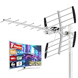 Outdoor TV Antenna, Long Range HDTV Antenna for 4K 1080p Smart TVs, VHF/UHF Reception, Weatherproof, Attic/Outdoor Use, 32.8ft Coax Cable Included (Black)