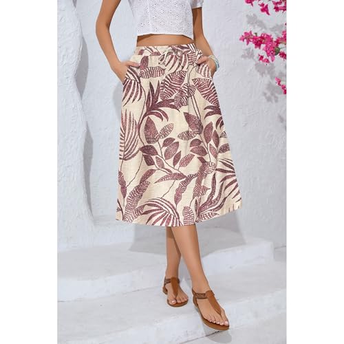 Image of Witsmile Women's Summer Pleated High Waisted Casual Flowy Skirt Pockets