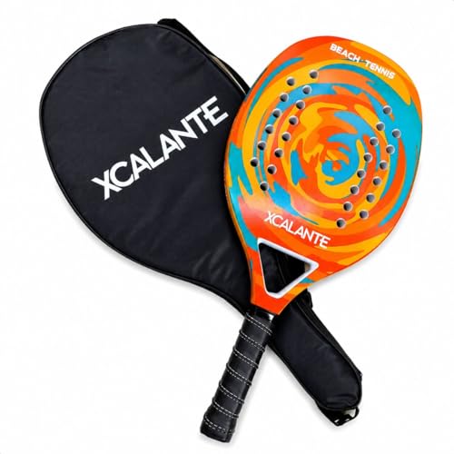 Raquete Para Beach Tennis Profissional Em Fibra Carbono Com Capa Protetora (Laranja)