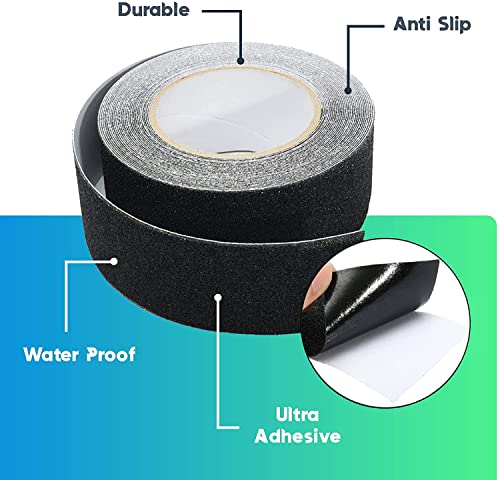 Image of UCRAVO Heavy Duty Anti Slip Grip Tape, High Traction 80 Grit Non Slip Tape, Waterproof Outdoor Black Grip Tape for Outdoor Indoor Stairs Safety Walk (5Cm X 5M) (Non Slip)