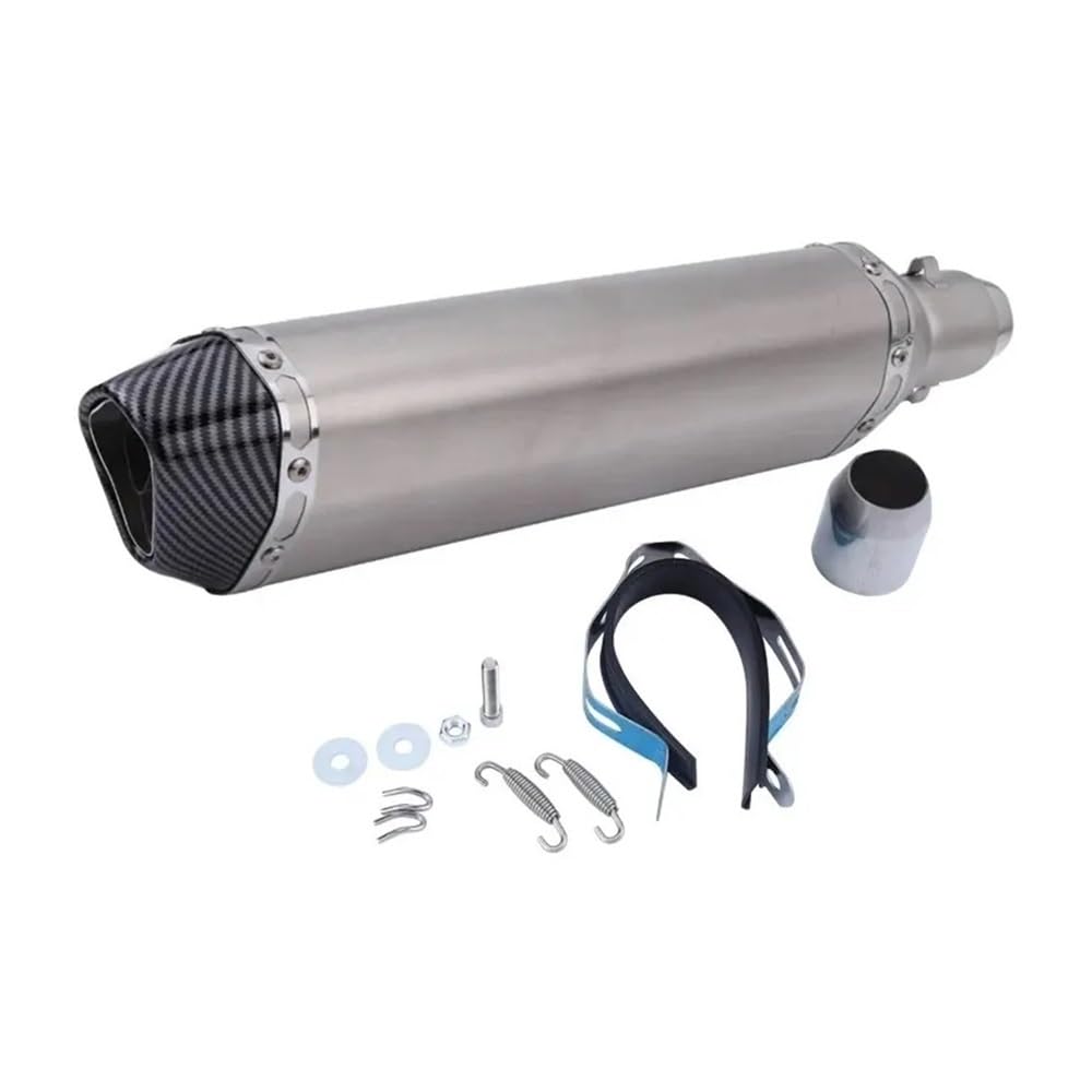 Uniwersalny tłumik wydechowy motocykla 470 mm, aluminiowa rura ucieczkowa Moto pasuje do większości rowerów 125-1000 cm3(Type F with sticker)