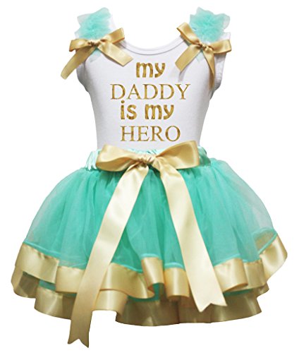 Vestido camiseta aqua y falda de pétalos para cumpleaños y sesiones de fotos familiares