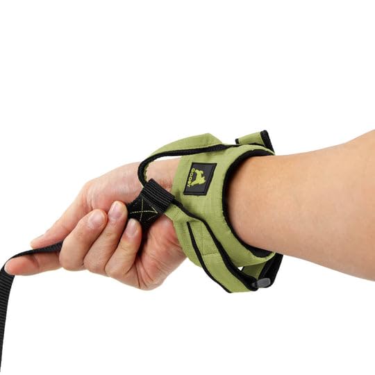 Image of Gooby Ripstop Z Wrist Band Surfer Leash - Green, 6 FT - Comfortable Hands Free Leash with Elastic Band for Small, Medium and Large Dogs