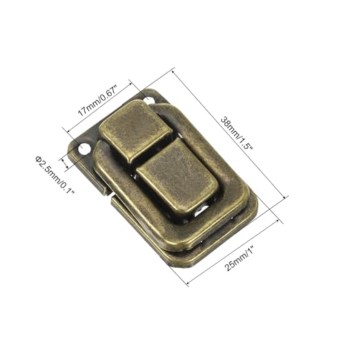 Image of PATIKIL Toggle Catch Lock 1.5 inch x 1 inch, 18 Pack Metal Buckle Hasp Lock Latch Clasp for Jewelry Box Wooden Case Decoration, Bronze