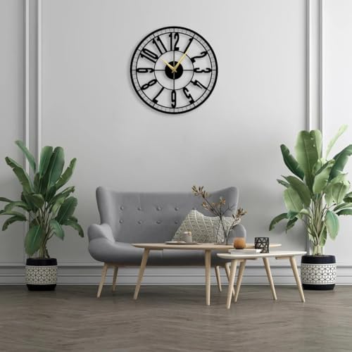 Image of Stylish Metal Wall Clock for Living Room, Bedroom, Office, Kitchen, Home and Hall | Antique Fancy Big Size Modern Wall Watch for Home Decor (DA-79, 50 CM)