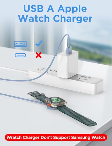 Image of 2026 Upgraded for Apple Watch Charger USB Magnetic Fast Charging Cable Portable Wireless Charging Accessories Compatible with iWatch Series 11 /10 /9 /8 /7 /6 /5 /4 /3 /2 Ultra 3 /2 /SE-Blue