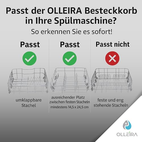 OLLEIRA Besteckkorb Spülmaschine | Besteckkasten Spülmaschine | universal passend stabiler Geschirrspüler Besteckkorb | Geschirrkorb spülmaschine - ideal für Ihr Zuhause