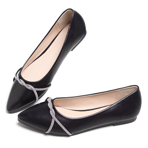 Image of Stunner Womens Flats Fashion Pointed Toe Bowknot Ballet Flats Cute Slip On Dress Flats Comfortable Party Wedding Flats2