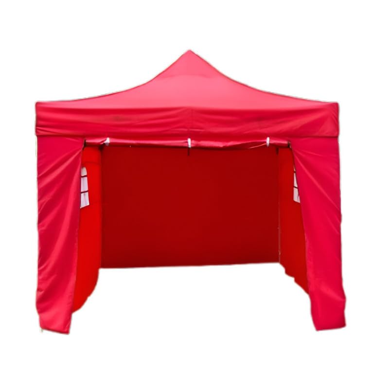 Brandway 2x2 mtr Portable Gazebo Canopy Tent - Foldable Pop-up Outdoor Shelter with 3 Windows, Gate, and 4-Side Fully Covered Design in Red (2x2 mtr, Red)