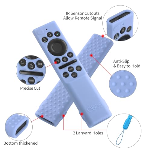 Image of Oboe Silicone Tv Remote Cover Compatible with Samsung Smart Tv Remote 2026 Model BN59-01498A Open Key Case with Lanyard (Glow in Dark Blue) [REMOT E NOT Included]
