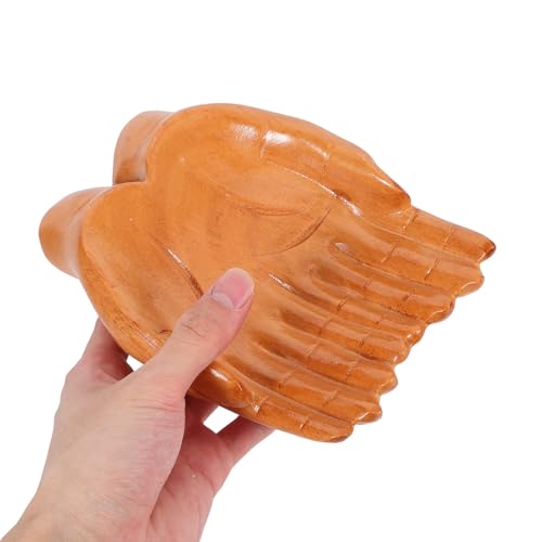 Bandeja multifuncional de madera tallada a mano estética beige 5