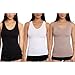 Skinnygirl Women's Scoop Neck Seamless Shaping Camisole, 3-Pack (US, Alpha, Medium, Regular, Regular, Warm Taupe/White/Black)