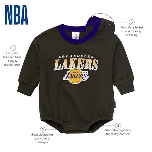 Gerber Unisex Baby NBA Team Sweatshirt Bubble Romper, Los Angeles Lakers, 18 Months - image 6