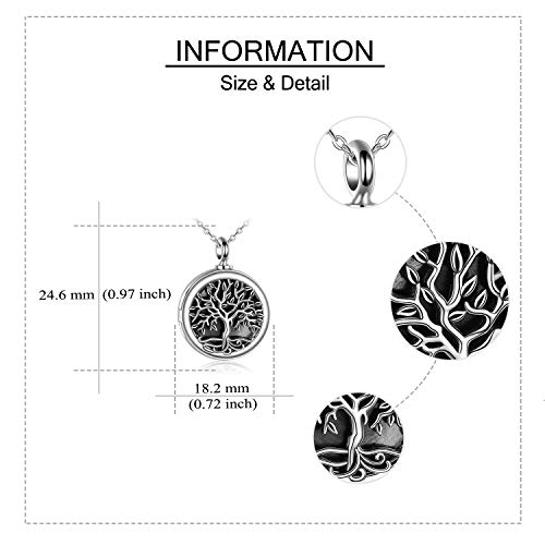 ONEFINITY Cremation Urn Necklace for Ashes Sterling Silver Tree of Life Locket Necklace That Holds Pictures Cremation Keepsake Memorial Ash Jewelry for Women Men4