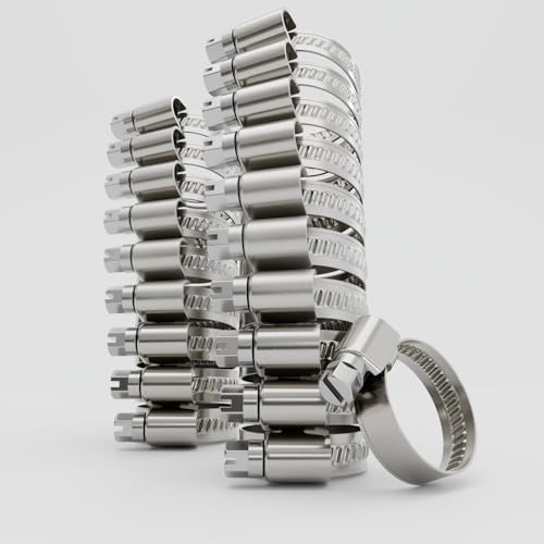 greate 20x fascette stringitubo acciaio inox 16-25 mm - fascette a vite regolabile con larghezza banda 9 mm - fascette metalliche antiruggine - fascette metallo per piscina, stagno, lavatrice e altro