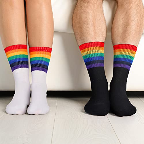 Bencailor 6 Pairs Rainbow Gay Pride Cotton Novelty Socks Colorful LGBT Striped Socks for Women Men Lesbian Gay Gifts2