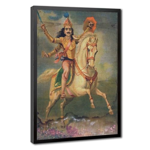 Kalki Avatar Raja Ravi Varma Toile Suspendue pour Décoration Salon Zen 30x45cm