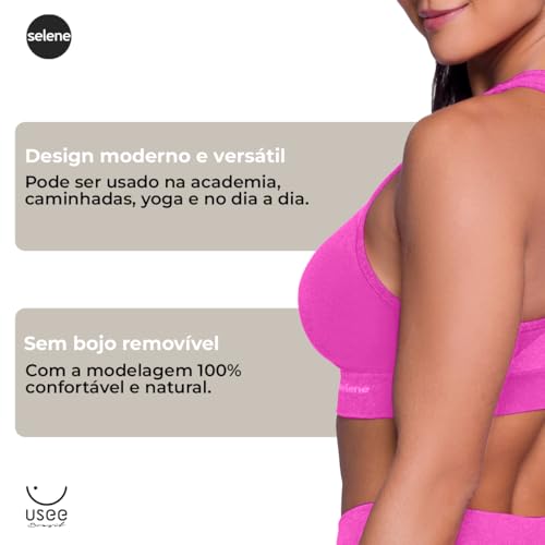 Top Sport Sem Costura Selene (BR, Alfa, M, Regular, Rosa)