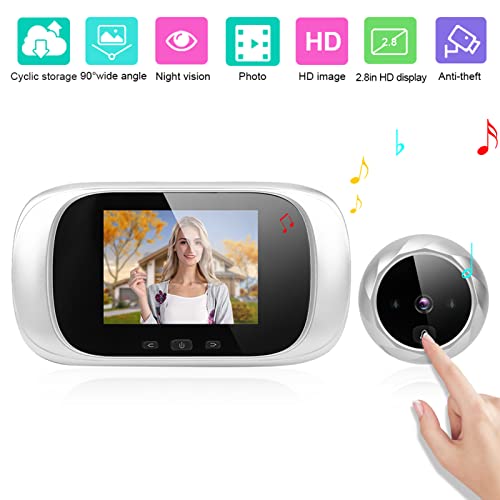 Ciciglow Visual Door Viewer, Digital Peephole Security Camera With 2.8 Inch Lcd Display Infrared Night Vision Doorbell Function Photo Taking Function(Silver) #TOP2