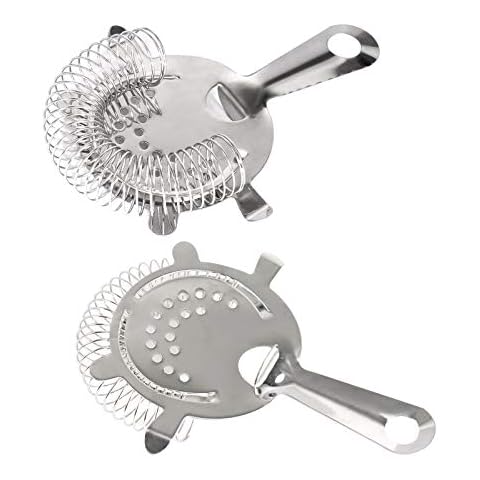 2PCS Cocktail Strainer 4 Prong Stainless Steel Bartender Strainers Ice Colander Filter Bar Accessories Tools Cover