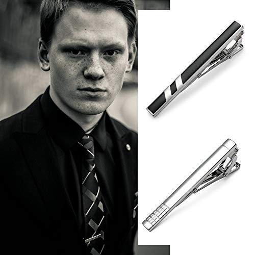 Mozeto Tie Clips For Men, Classic Style Silver Tie Bar Set For Regular Ties Luxury Box Gift Ideas #TOP4
