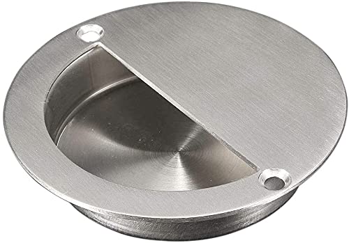 Bestgle 2 Packs Hidden Concealed Recessed Sliding Door Pull Handles, Stainless Steel Round Closet Knob Flush Finger Cabinet Pull Handles With Screws #TOP3
