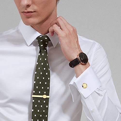 Jstyle Initial Cufflinks And Tie Clip Set For Men Personliazed Gold Stainless Steel Cuff Links Tie Bar And Tie Pin Letter Alphabet A-Z For Wedding, Groomsmen, Husband，Father C #TOP4