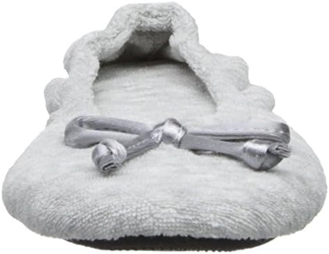 isotoner Women's Terry Ballet Flat W/Satin Bow, Heather Grey, 9.5-10.5 M US | Image 1