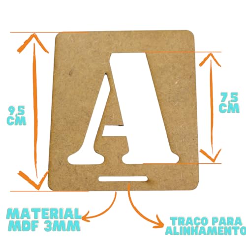 Conjunto de Moldes Stencil 75mm em MDF, Madeira