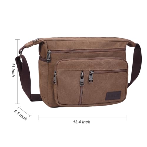 BOMKEE Umhängetasche Herren, Messenger Bag Groß Leinwand Schultertasche Shoulder Tasche 15.6 Zoll Laptop Bag für Arbeit Schule Reisen