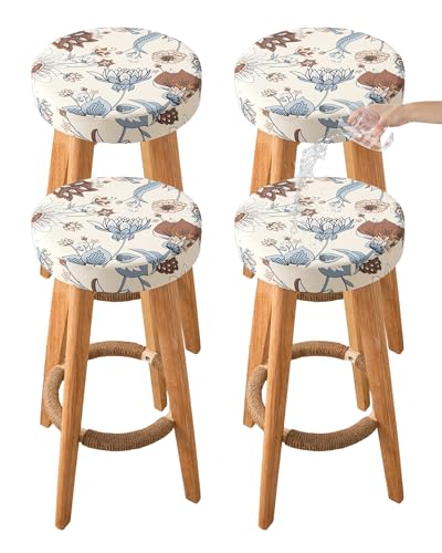 Image of CRFATOP 4 Pack Waterproof Bar Stool Covers Round Seat Slipcover,L,02 | 15-18 In Stretch Counter Cushion Protector, Washable, Pet Friendly, for Bar Kitchen Living Room Decor, No Cushion or Pad